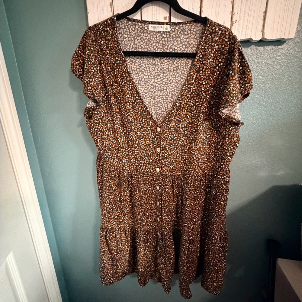 Arizona Jean Company Brown Floral Midi Dress
